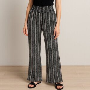 On Twelfth Black & White Boho Wide-Leg Pants